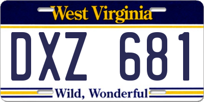 WV license plate DXZ681