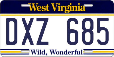 WV license plate DXZ685