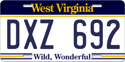 WV license plate DXZ692