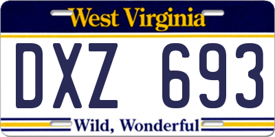 WV license plate DXZ693