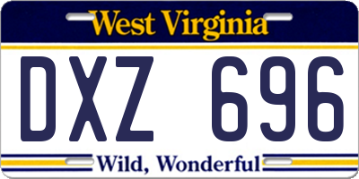 WV license plate DXZ696