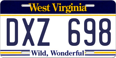 WV license plate DXZ698
