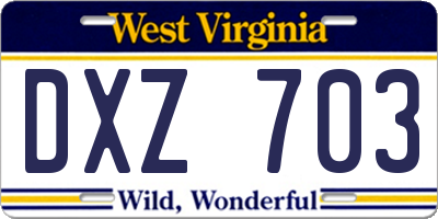 WV license plate DXZ703