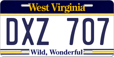 WV license plate DXZ707
