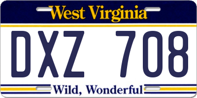 WV license plate DXZ708