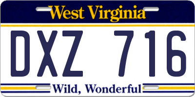 WV license plate DXZ716