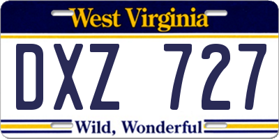 WV license plate DXZ727