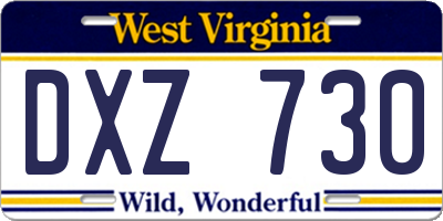 WV license plate DXZ730