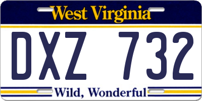 WV license plate DXZ732