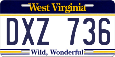 WV license plate DXZ736