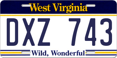 WV license plate DXZ743
