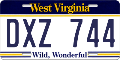 WV license plate DXZ744