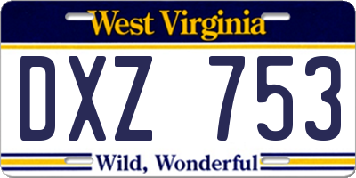 WV license plate DXZ753