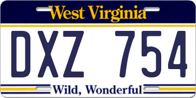 WV license plate DXZ754