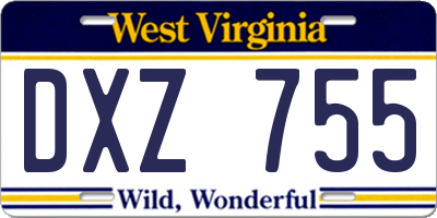 WV license plate DXZ755