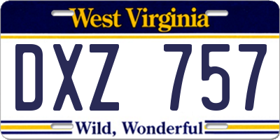 WV license plate DXZ757