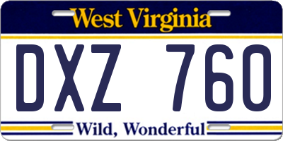 WV license plate DXZ760