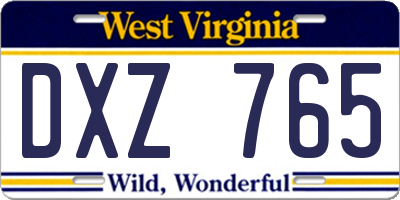 WV license plate DXZ765