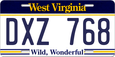 WV license plate DXZ768