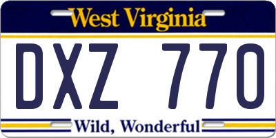 WV license plate DXZ770