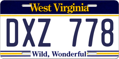 WV license plate DXZ778