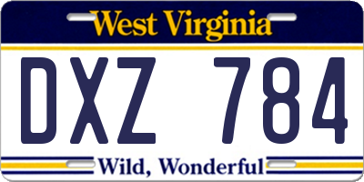 WV license plate DXZ784