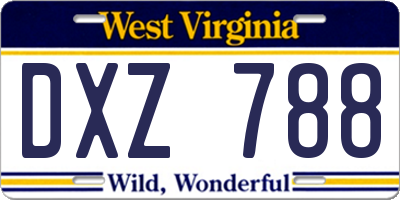 WV license plate DXZ788