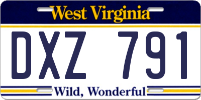 WV license plate DXZ791