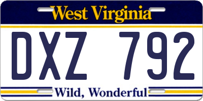 WV license plate DXZ792