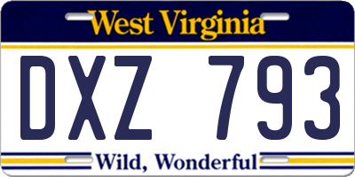 WV license plate DXZ793