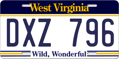 WV license plate DXZ796