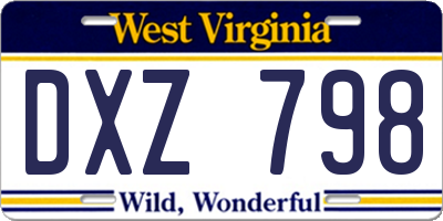WV license plate DXZ798