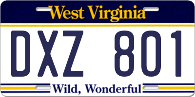 WV license plate DXZ801
