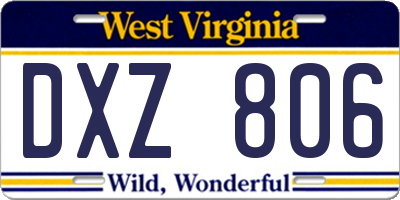 WV license plate DXZ806