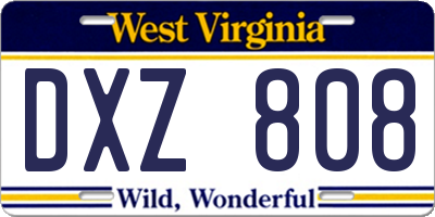 WV license plate DXZ808