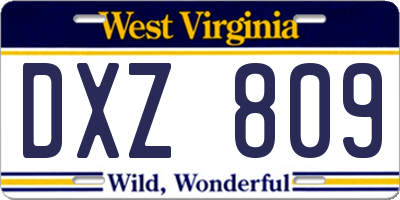 WV license plate DXZ809