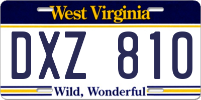 WV license plate DXZ810