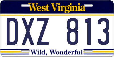 WV license plate DXZ813