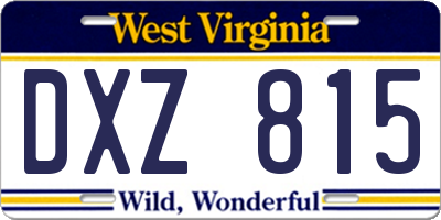 WV license plate DXZ815