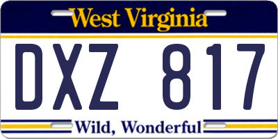 WV license plate DXZ817