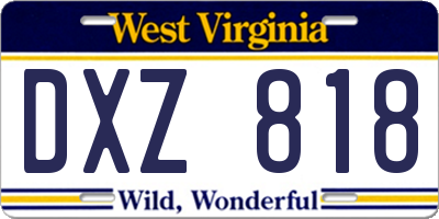 WV license plate DXZ818