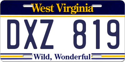 WV license plate DXZ819