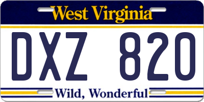 WV license plate DXZ820