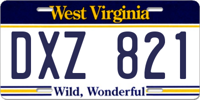 WV license plate DXZ821