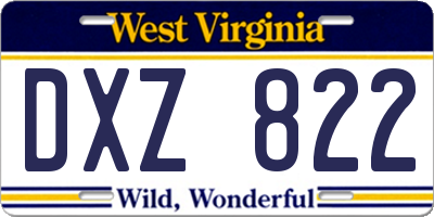 WV license plate DXZ822