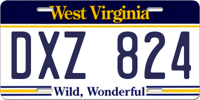 WV license plate DXZ824