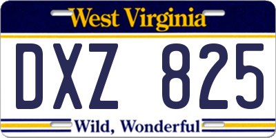 WV license plate DXZ825