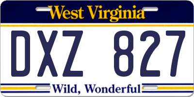 WV license plate DXZ827