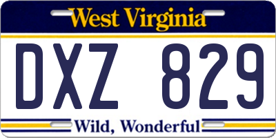 WV license plate DXZ829