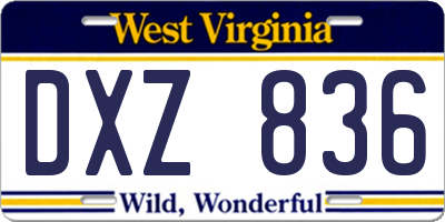 WV license plate DXZ836